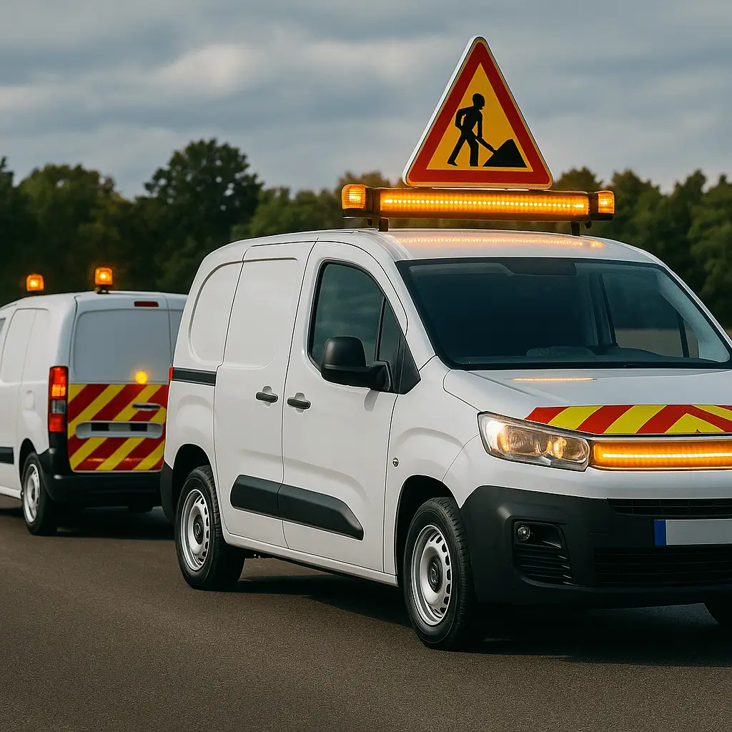 2 véhicules utilitaires avec des signalement utilitaire bande + leds