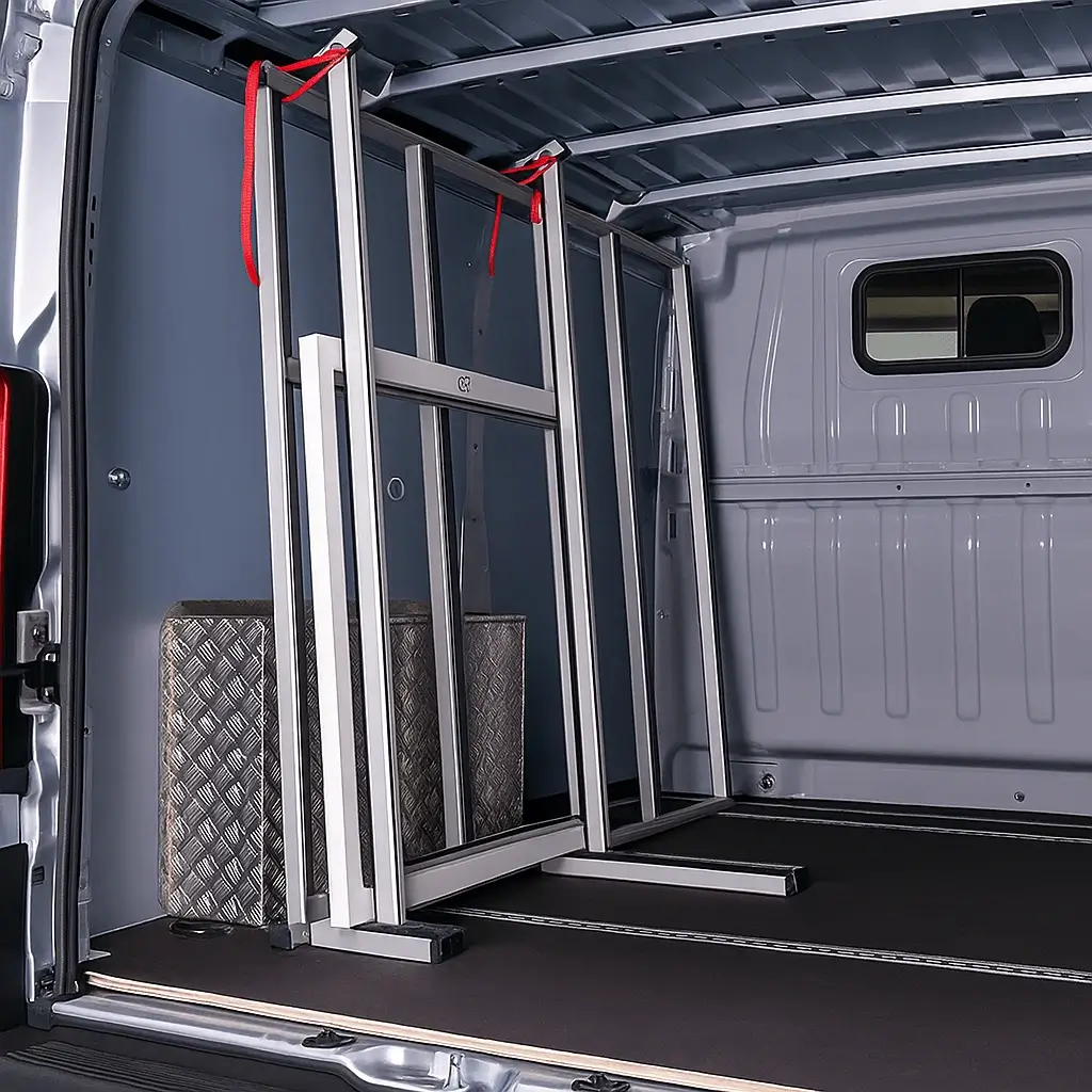 pupitre porte verre intérieur sur véhicule utilitaire